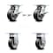 Service Caster 5 Inch Rubber on Aluminum Caster Brakes/Swivel Locks and 2 Rigid SCC, 2PK SCC-35S520-RAB-SLB-BSL-2-R-2 - alternate 1